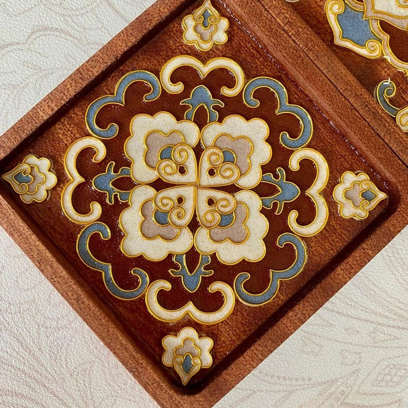 Oriental DIY Cloisonne Coaster Kit: Paint by Numbers, Beginner-Friendly Craft