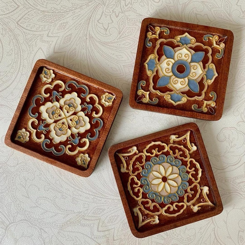 Oriental DIY Cloisonne Coaster Kit: Paint by Numbers, Beginner-Friendly Craft