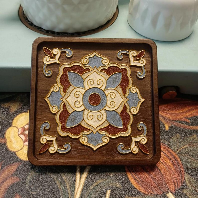 Oriental DIY Cloisonne Coaster Kit: Paint by Numbers, Beginner-Friendly Craft