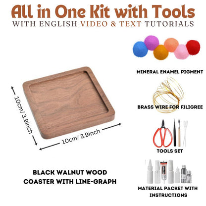 Oriental DIY Cloisonne Coaster Kit: Paint by Numbers, Beginner-Friendly Craft