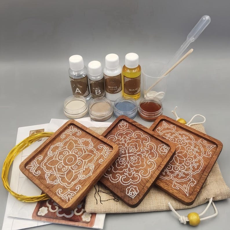 Oriental DIY Cloisonne Coaster Kit: Paint by Numbers, Beginner-Friendly Craft