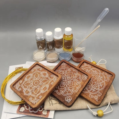 Oriental DIY Cloisonne Coaster Kit: Paint by Numbers, Beginner-Friendly Craft