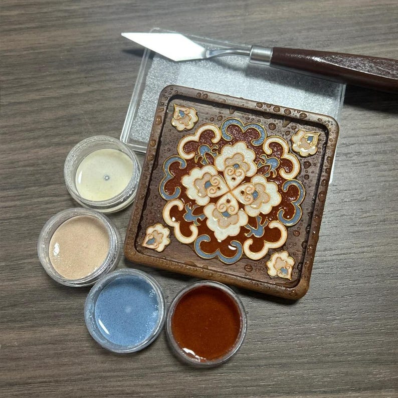 Oriental DIY Cloisonne Coaster Kit: Paint by Numbers, Beginner-Friendly Craft