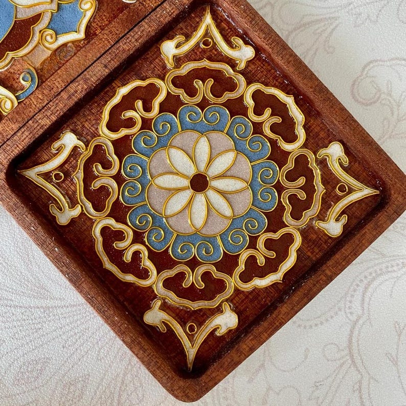 Oriental DIY Cloisonne Coaster Kit: Paint by Numbers, Beginner-Friendly Craft