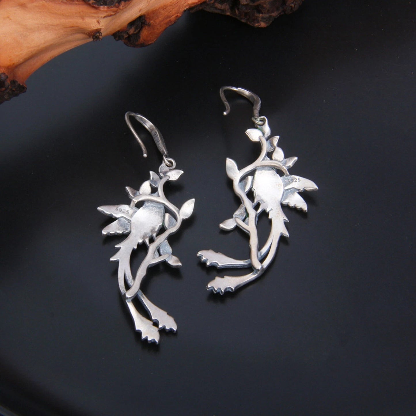 S925 Sterling Silver Colorful Enamel Peacock Earrings Cloisonne Craft Earrings